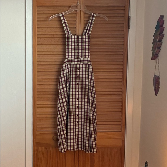 Friends Dresses & Skirts - FRIENDS Vintage 90’s Burgundy and Cream Sleeveless Pinafore